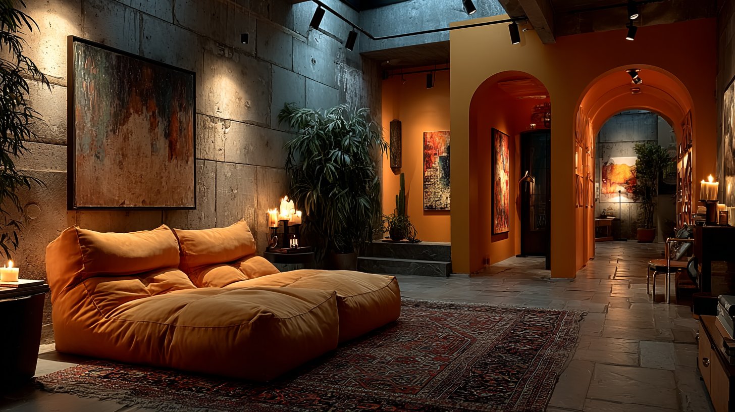 Ein schön gestalteter Raum mit warmen Farben und gemütlicher Beleuchtung.