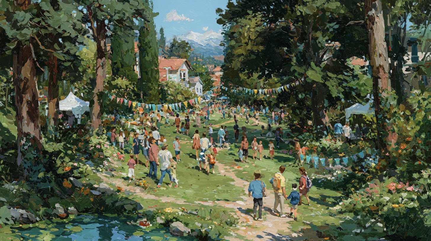 Eine Gemeinschaftsgarten mit Menschen aller Altersgruppen in Zusammenarbeit.