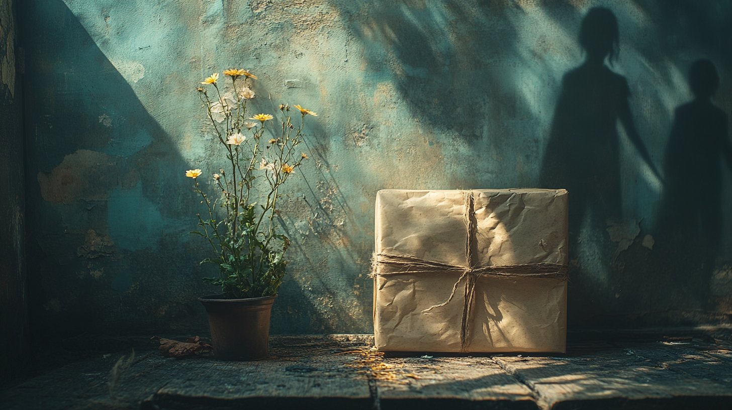 Ein vernachlässigtes Geschenk zwischen Partnern, das unappreciierte Liebe zeigt.