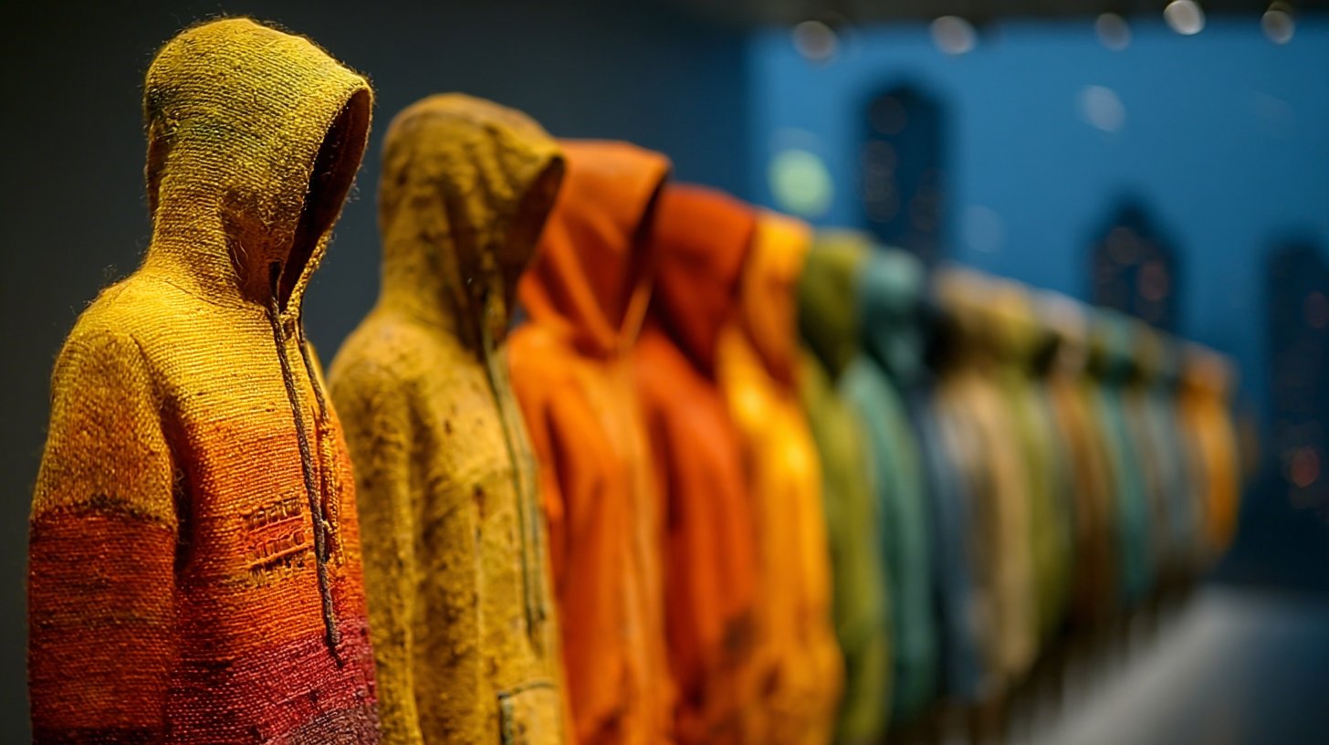 Eine Collage bunter Kleidung zeigt verborgene Bedeutungen.