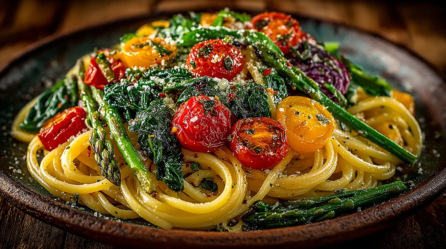 Vegane Pasta für jeden Tag mit frischem Gemüse