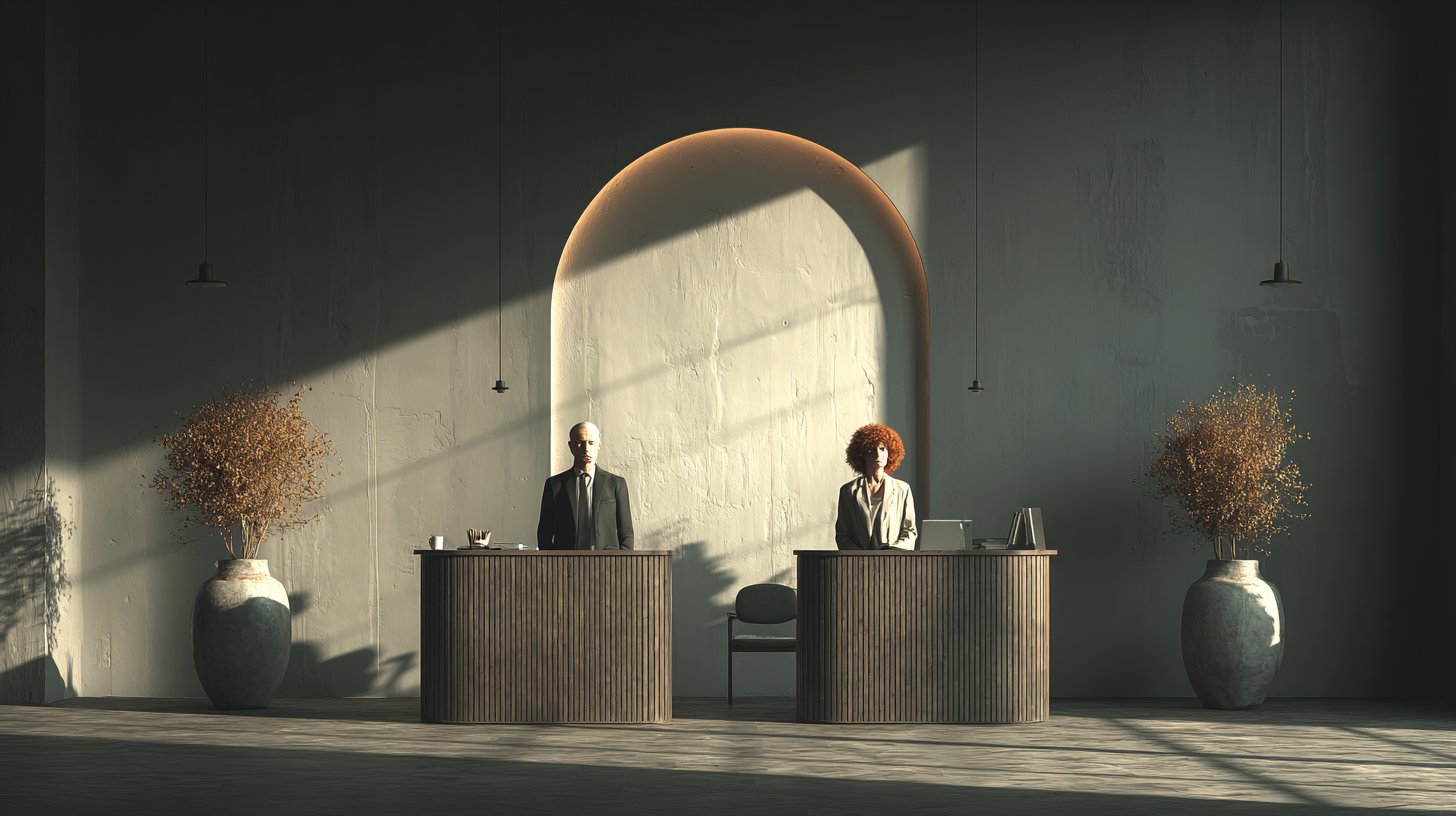 Schweigende Distanz im Büro.