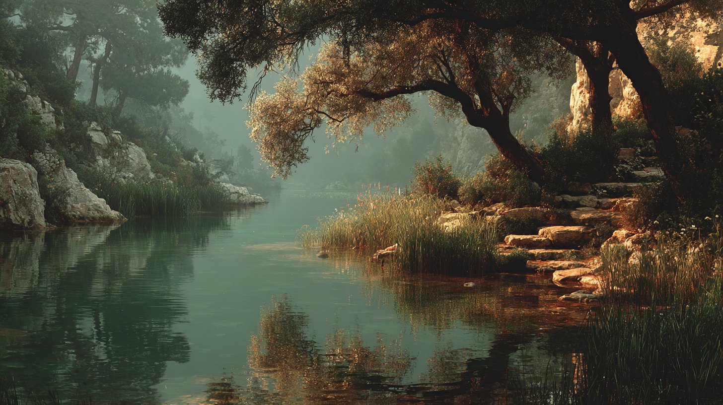 Eine friedliche Szene, die emotionale Versteckstrategien darstellt.