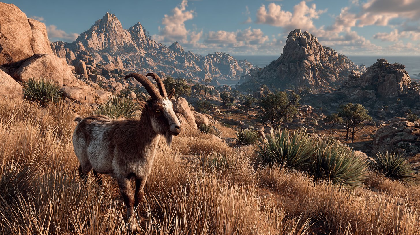 Ein Capricorn, der im Gebirge Stärke und Entschlossenheit zeigt.