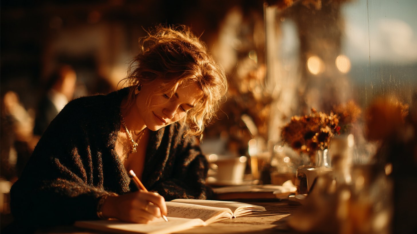 Nachdenkliche Momente bei einem Kaffee im Sonnenlicht.