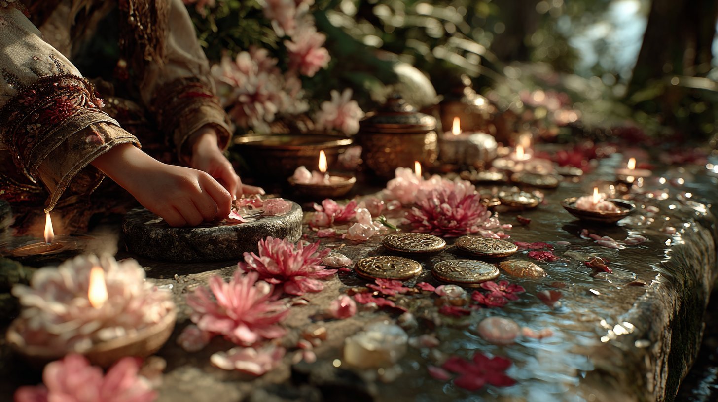 Ein harmonisches Bild von Ritualen, die Liebe fördern.