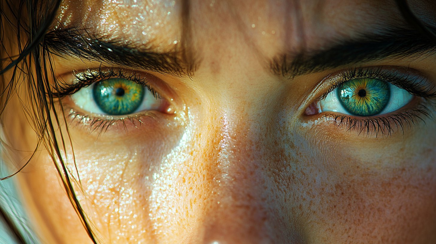 Nahaufnahme eines Gesichts, das von Freude zu Traurigkeit wechselt.