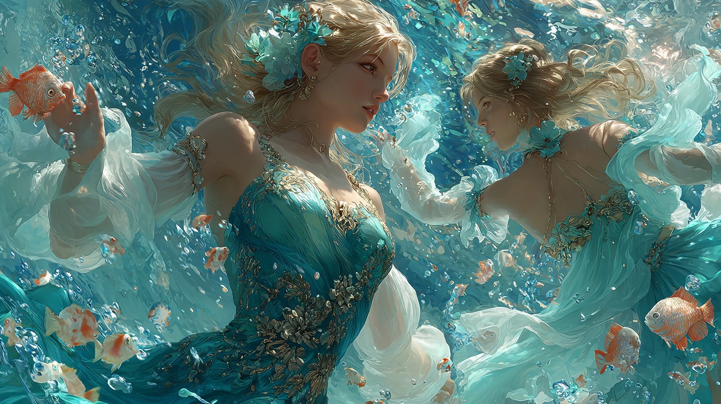 Wässrige Göttinnen in einem ruhigen, fließenden Ambiente.