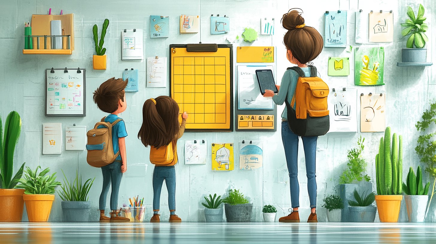 Eine geschäftige Dating-Szene, die einen Elternteil zeigt, der Familie und Dating balanciert.