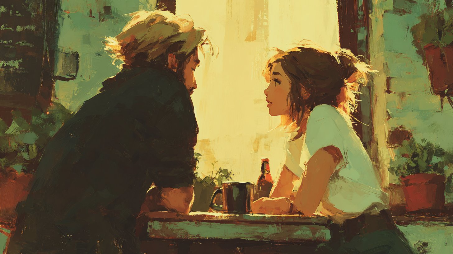 Ein gesprächiger Freund ignoriert die Distanz zwischen uns.