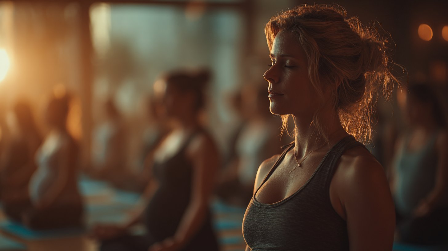 Yoga-Klasse für Schwangere mit einem erfahrenen Lehrer.