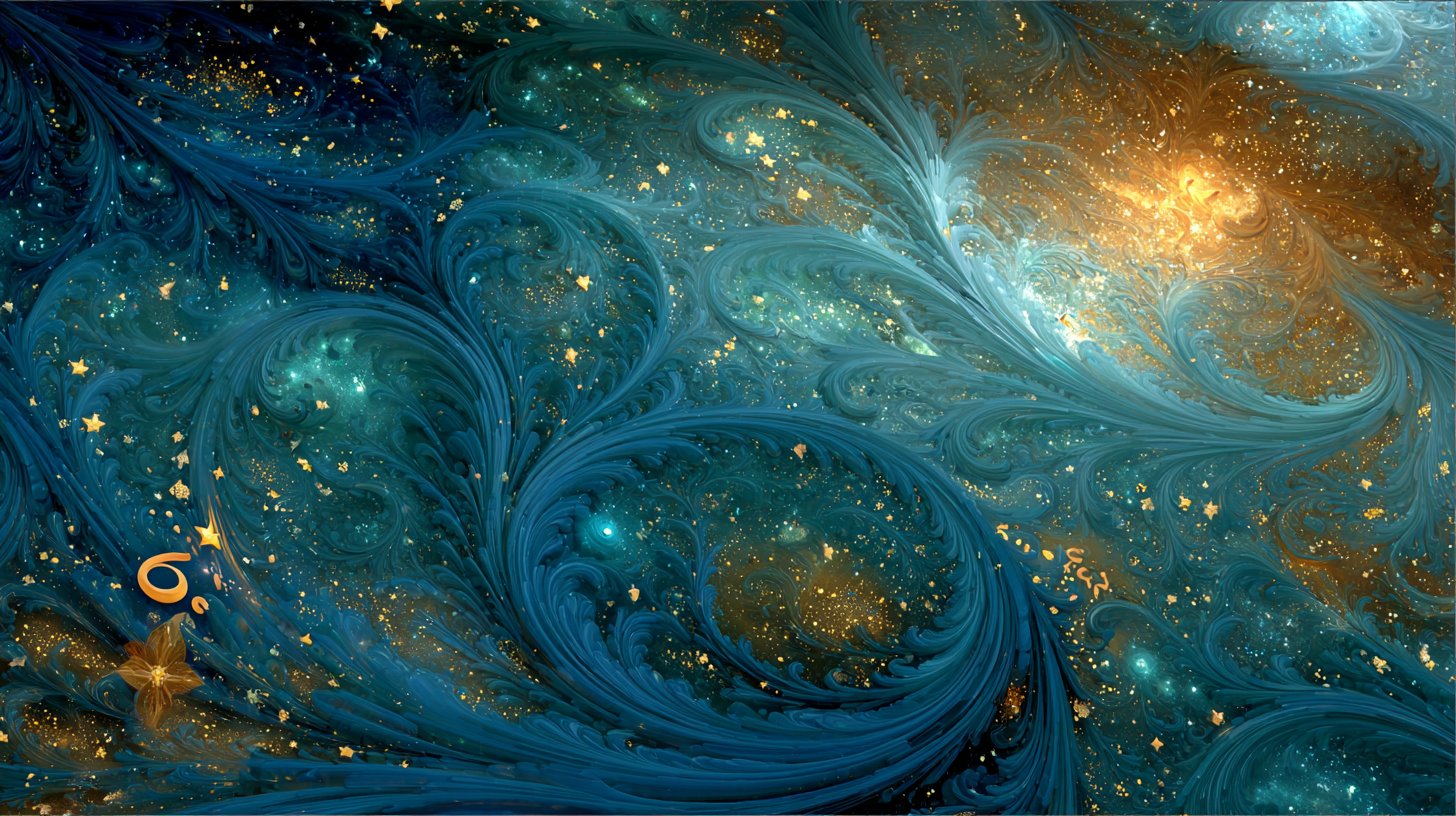 Künstlerische Darstellung von 6666 in einem mystischen, kosmischen Hintergrund.