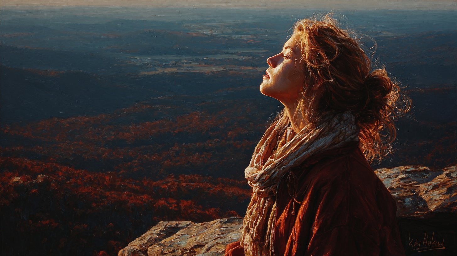 Una persona su una scogliera riflette sull'intuizione.