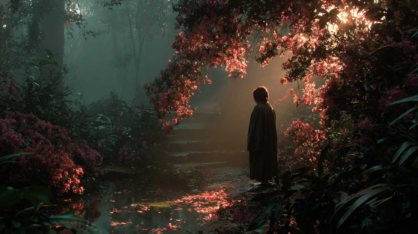 Ein beruhigendes Bild von Schutzengeln an unserer Seite in einer lichtdurchfluteten Waldlichtung.