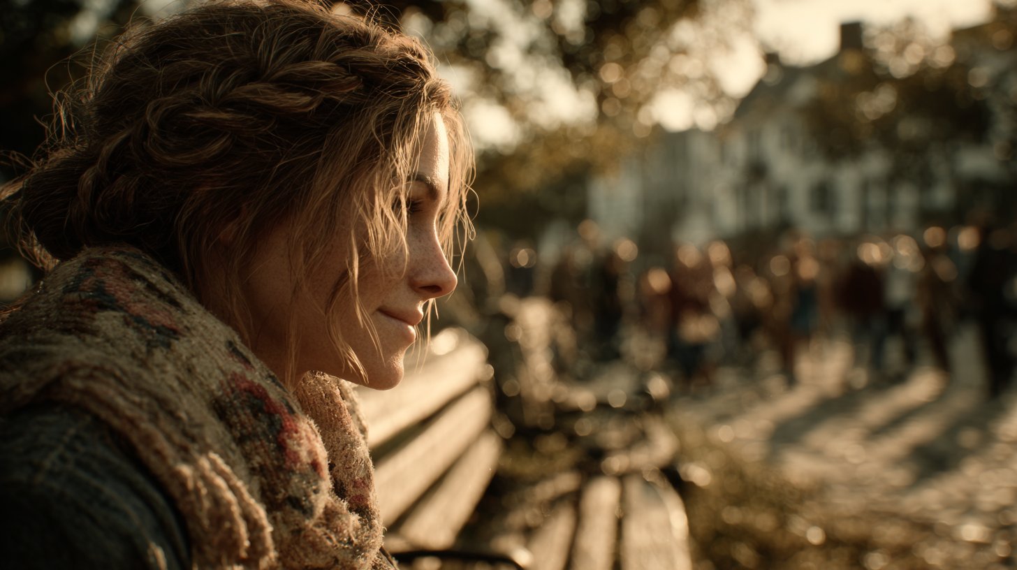 Eine Mutter findet Ruhe auf einer Parkbank.