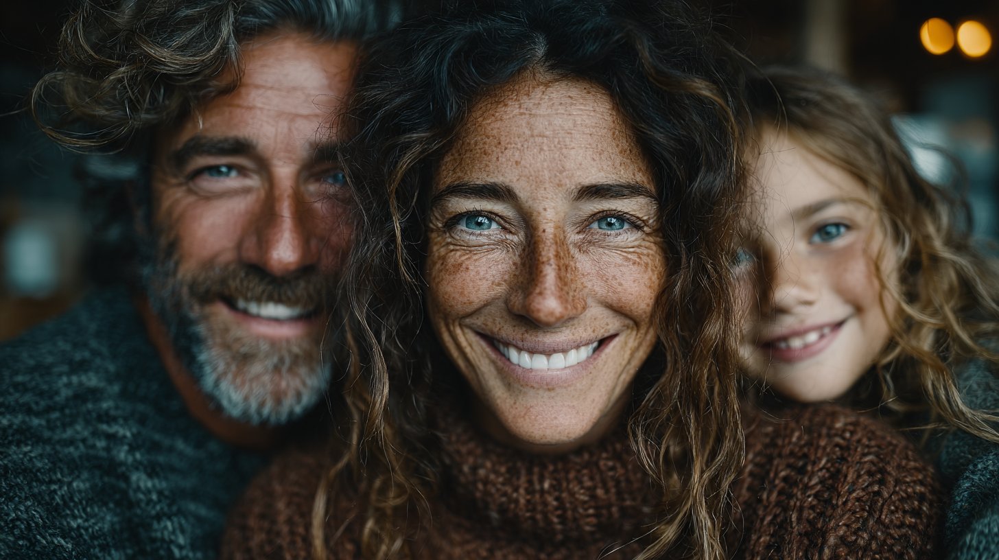 Eine diverse Familie in einem gemütlichen Wohnzimmer, die Freude und Unterstützung ausstrahlt.