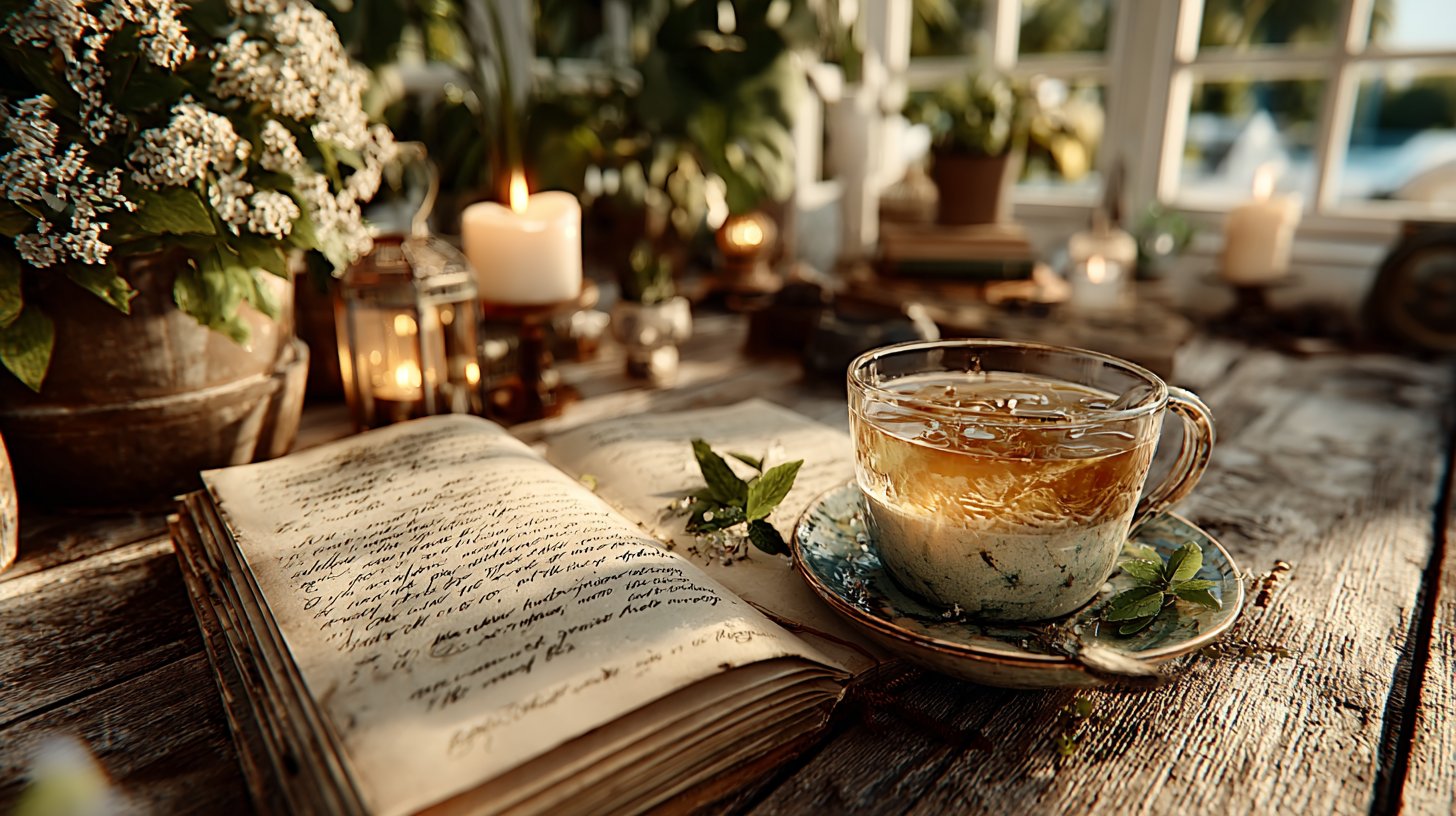 Ein einladendes Büro mit Notizen und Tee, das Tipps zur Umsetzung der Botschaft von 1818 bietet.