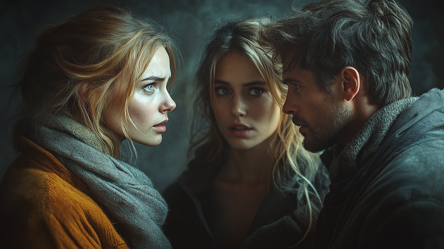 Ein Paar steht getrennt, eine abweisende Geste zeigt emotionalen Abstand.