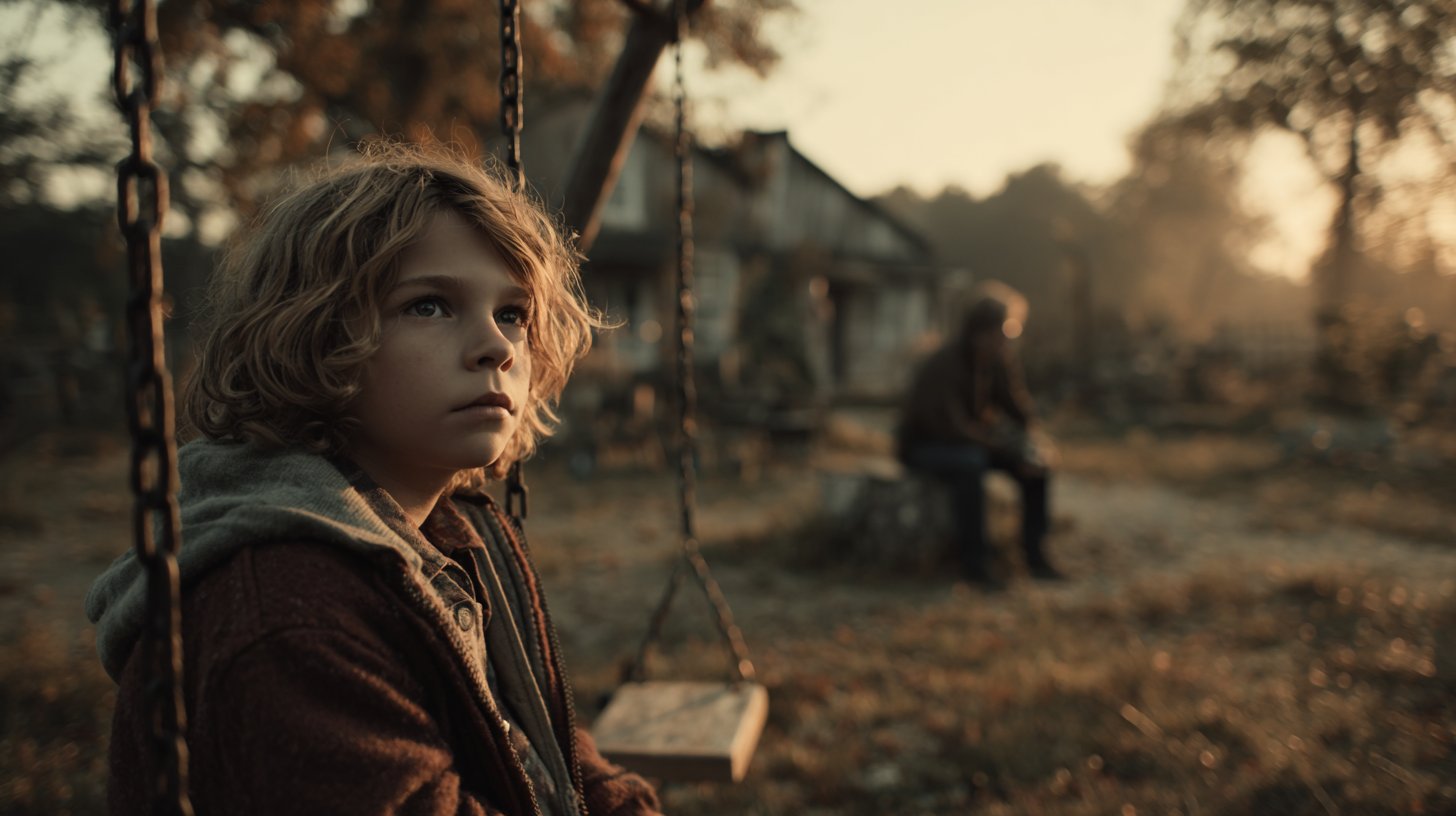 Solitude et distance émotionnelle sur la balançoire.