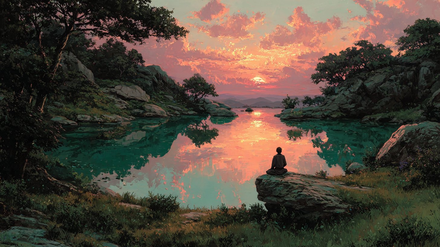 A cozy corner filled with books and plants.