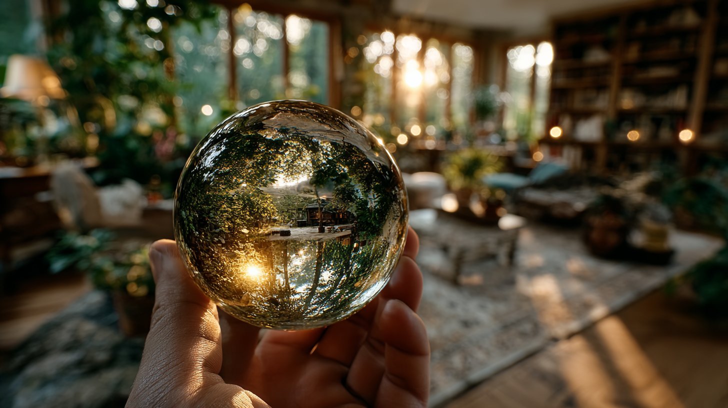 Klarheit durch die Kristallkugel im sanften Licht.