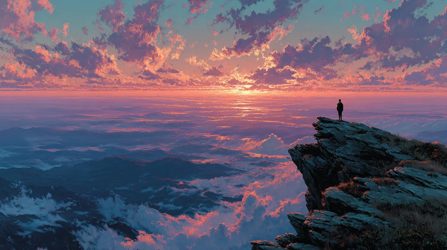 Un horizon au lever du soleil symbolisant l'espoir et la positivité.