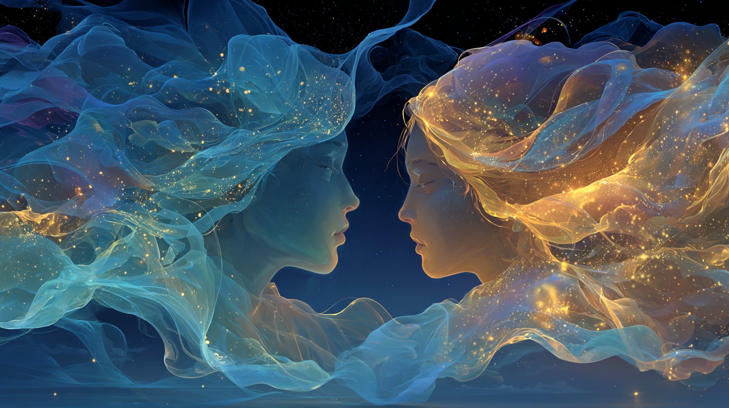 Gémeaux: Conversation dynamique dans un café.