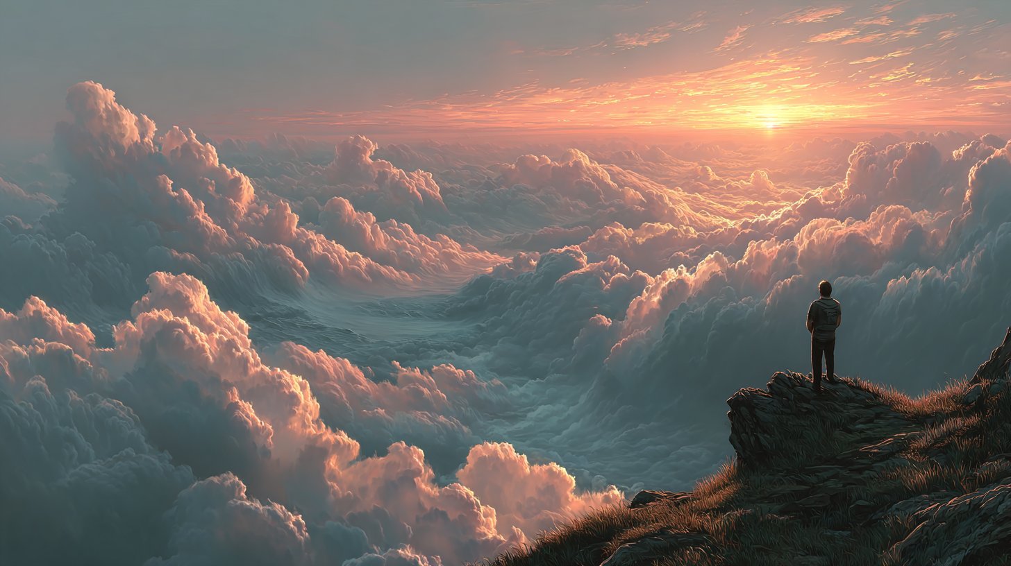 Una persona è sicura in un giardino fiorito.