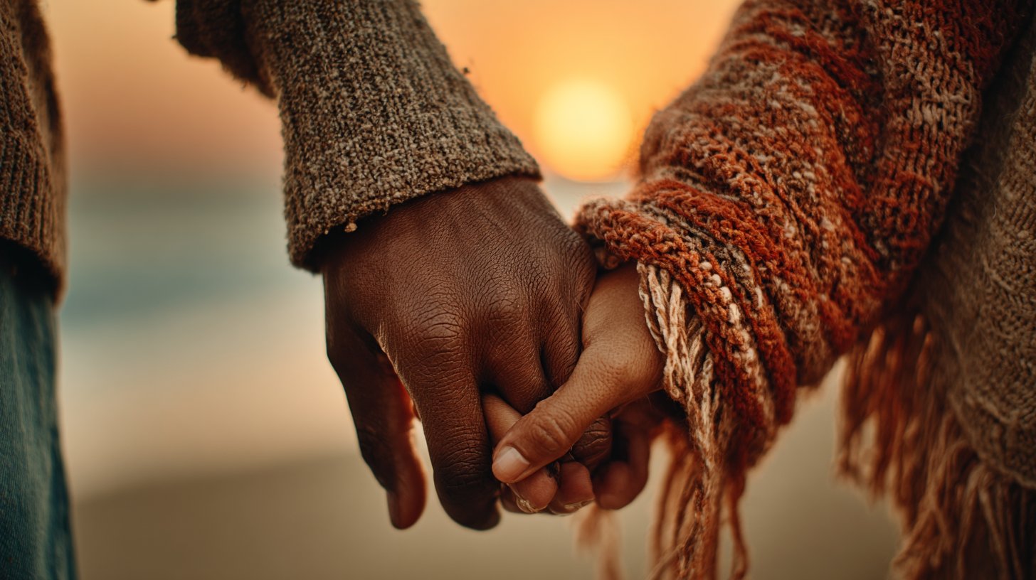 A couple exchanges tender gestures of affection.