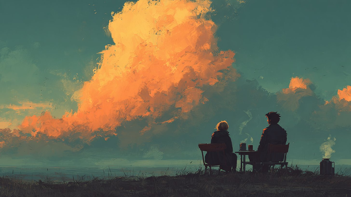 A couple discusses their dreams over coffee.