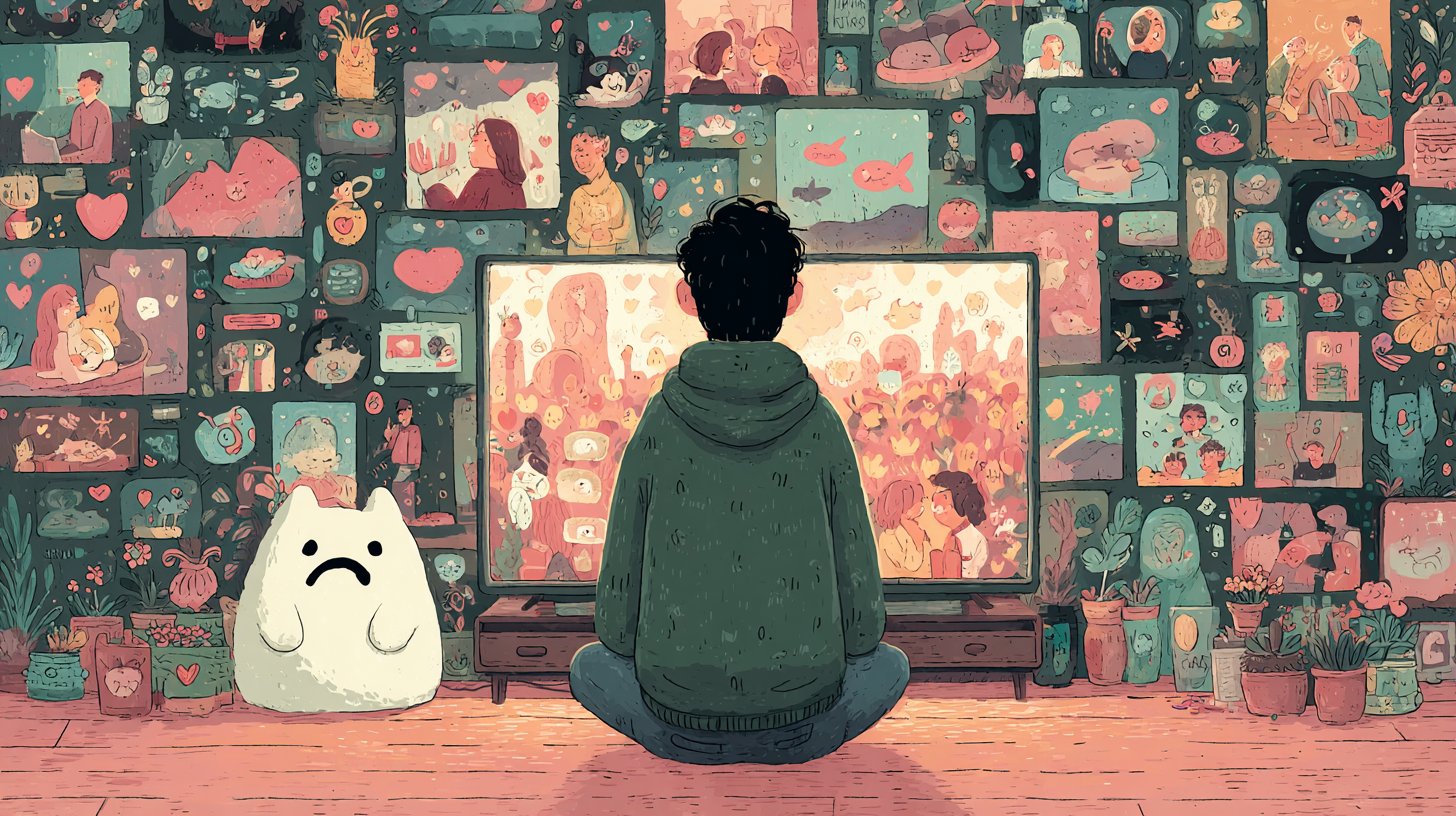 Feeling inadequate while viewing happy couples online.