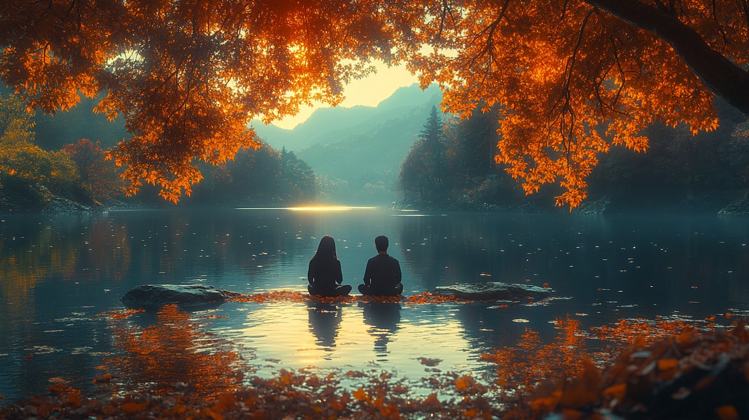 Couple deep in conversation in nature.