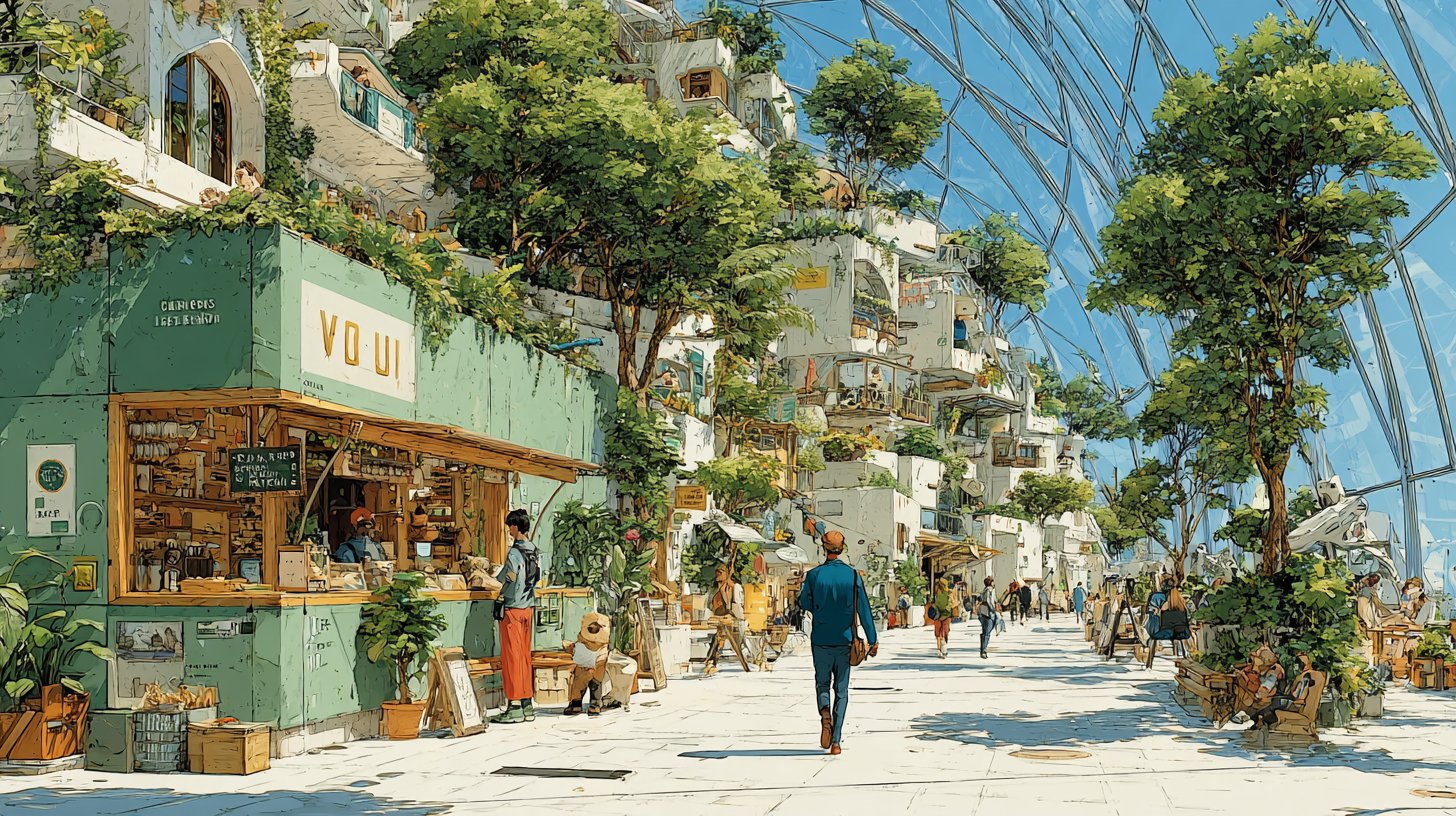 Bewusste Verbraucher interagieren mit ihrer Umgebung in der Stadt.