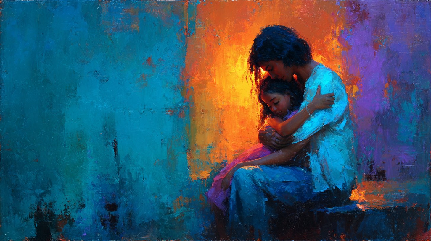 Una escena reconfortante donde alguien ofrece apoyo emocional.