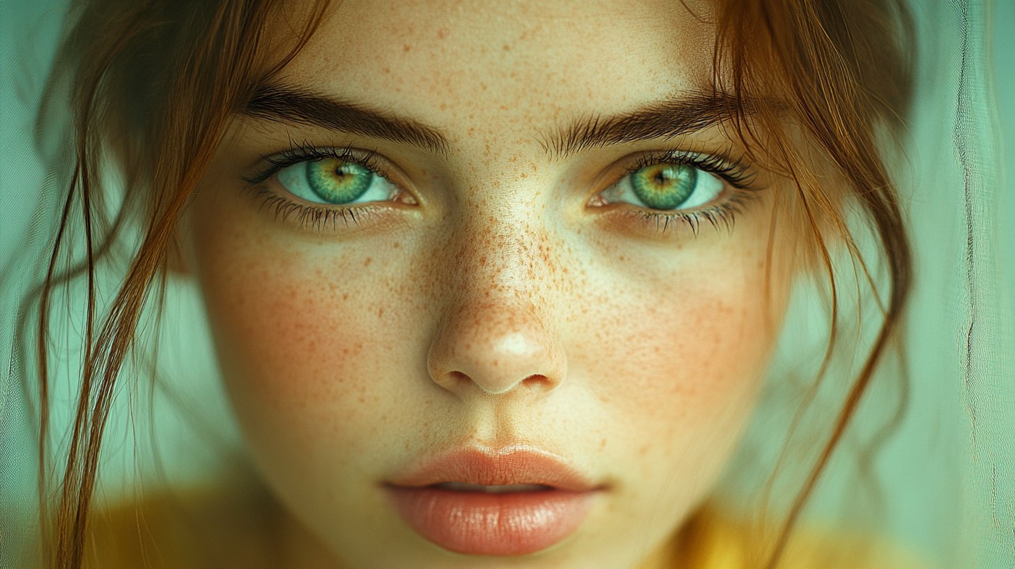 Nahaufnahme einer Frau mit einem fernen Blick, umgeben von Alltag.