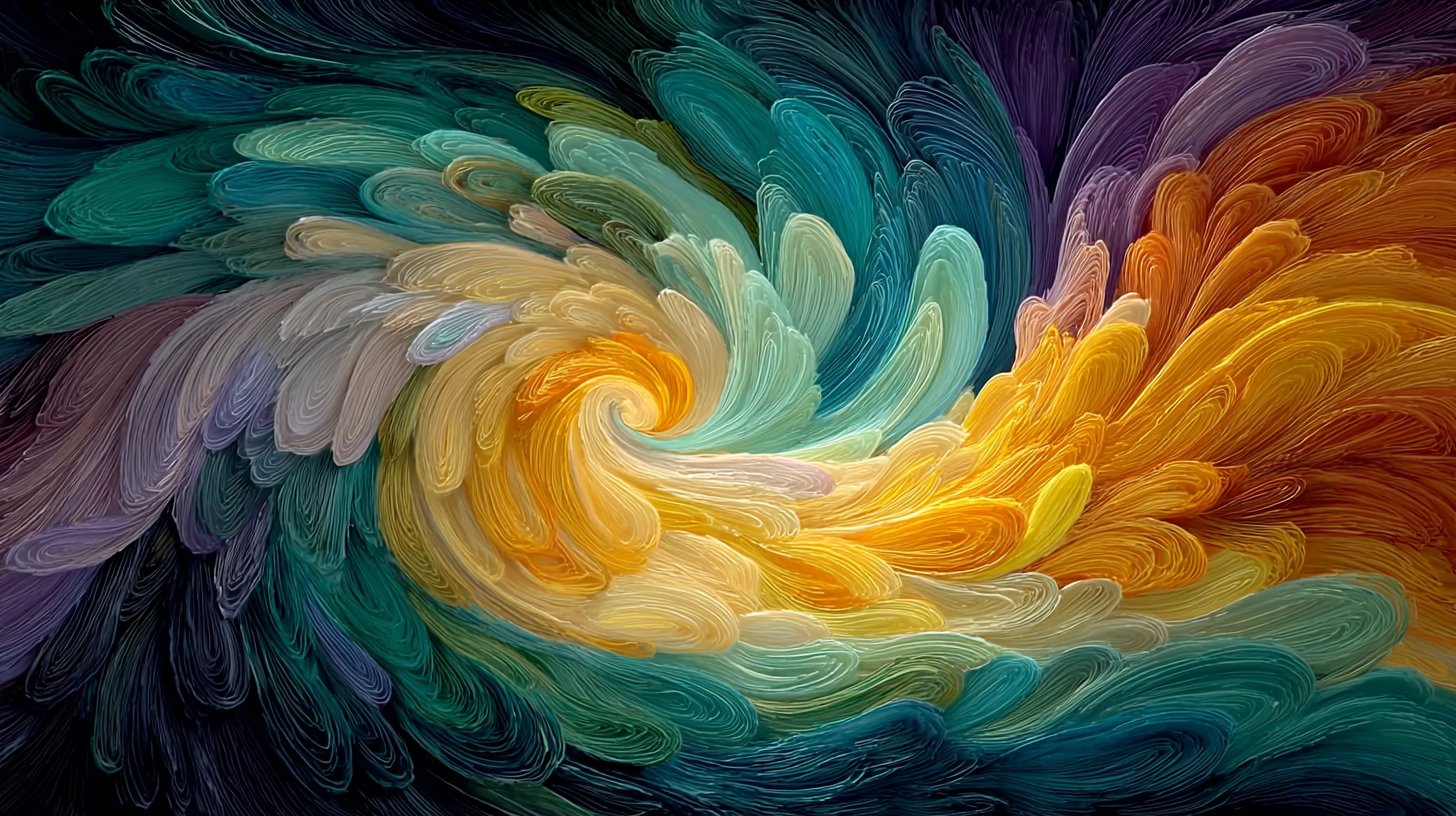 Representación abstracta de energías con colores dinámicos y en movimiento.