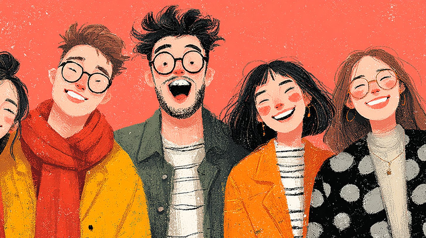 Freunde lachen gemeinsam und genießen humorvolle Momente.