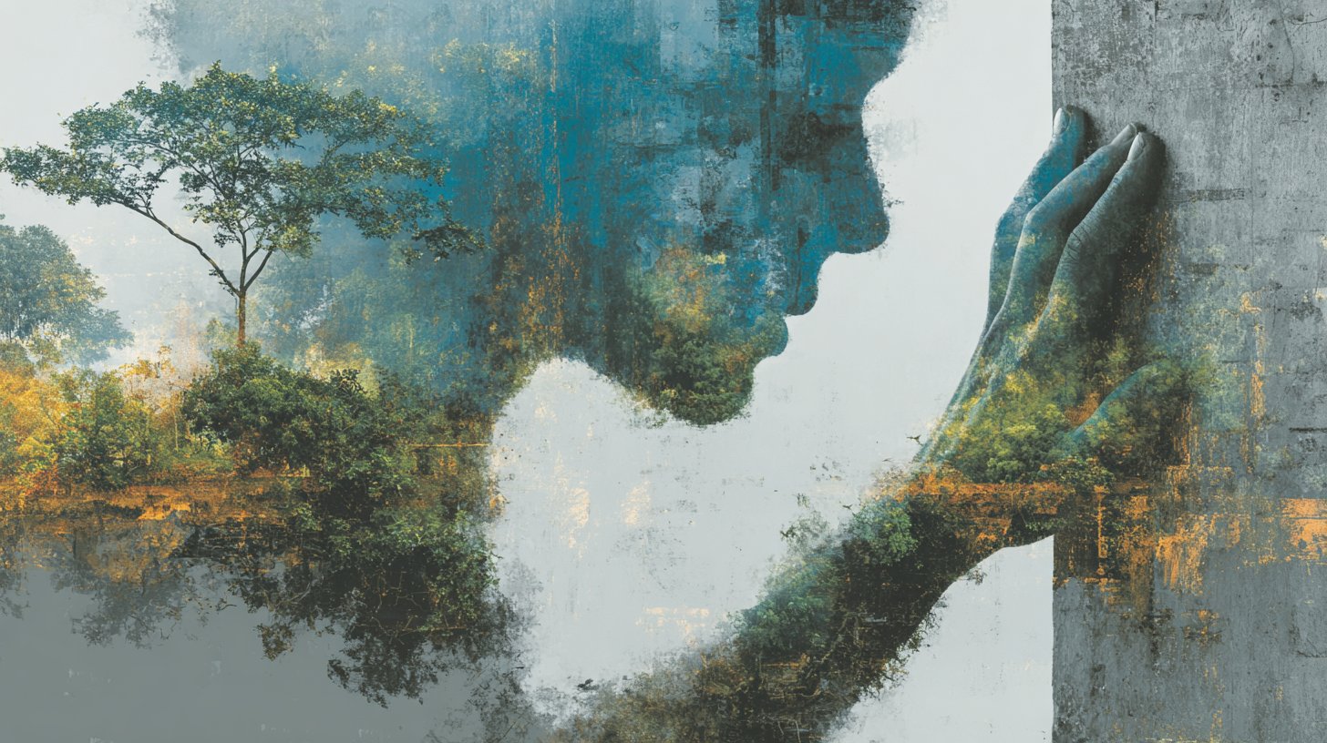 Una visualización fuerte de una mujer colocando su mano en una puerta para simbolizar límites.