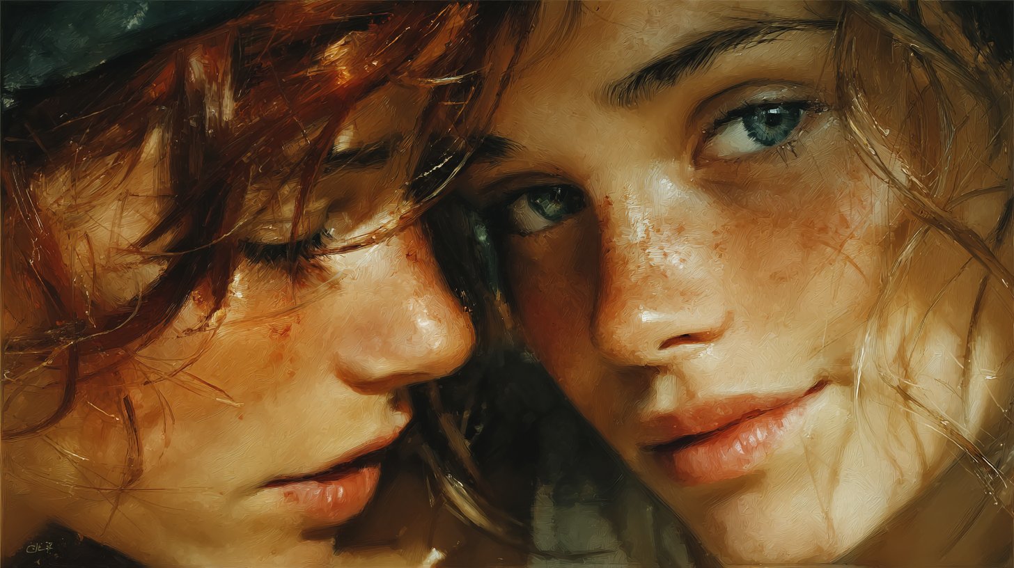 Close-up of two friends engaged in an empathetic conversation.