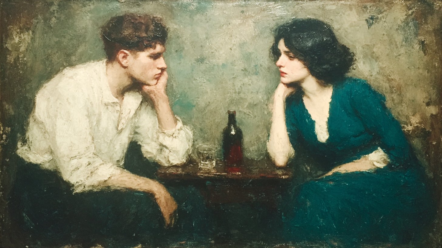 Ein Szenario, in dem Eifersucht zwischen zwei Partnern sichtbar wird.