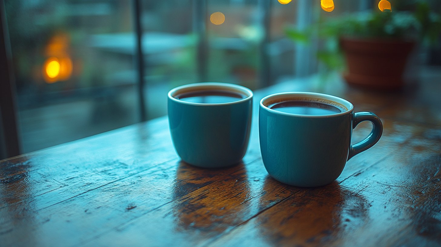 Zwei Kaffeetassen, eine voll und eine halb leer, symbolisieren fehlende Verbindung.