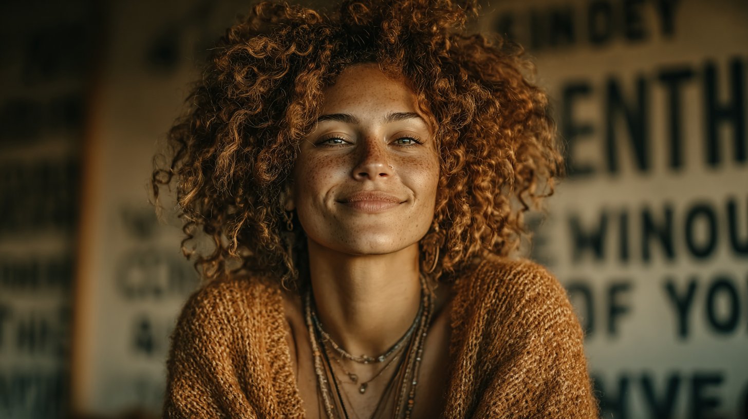 Ein Individuum umarmt sein wahres Selbst im Spiegel.