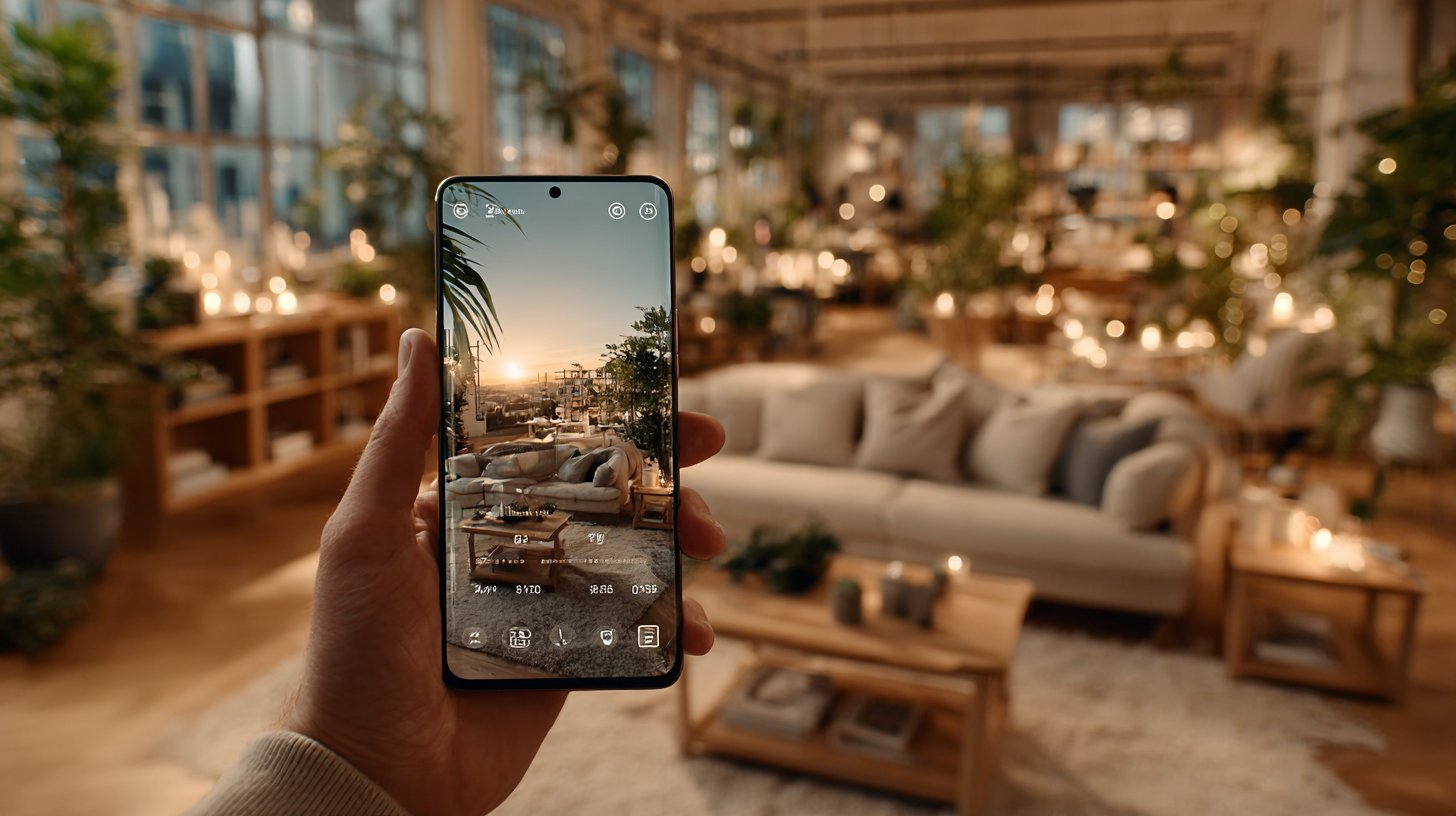 Käufer nutzt AR, um Produkte bequem in ihrem Zuhause zu visualisieren.