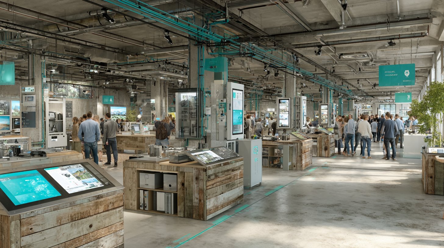 Shoppers erkunden futuristische Technologien in einem lebendigen Geschäft.