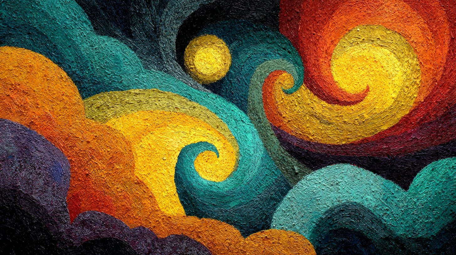 Abstrakte Unsicherheit in verworrenen Mustern und Farben.