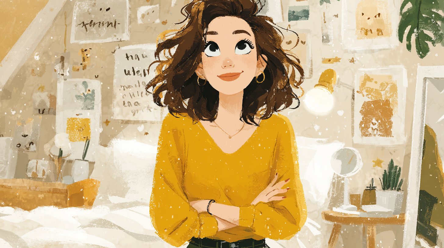 A confident person in the mirror, surrounded by uplifting affirmations of self-love.