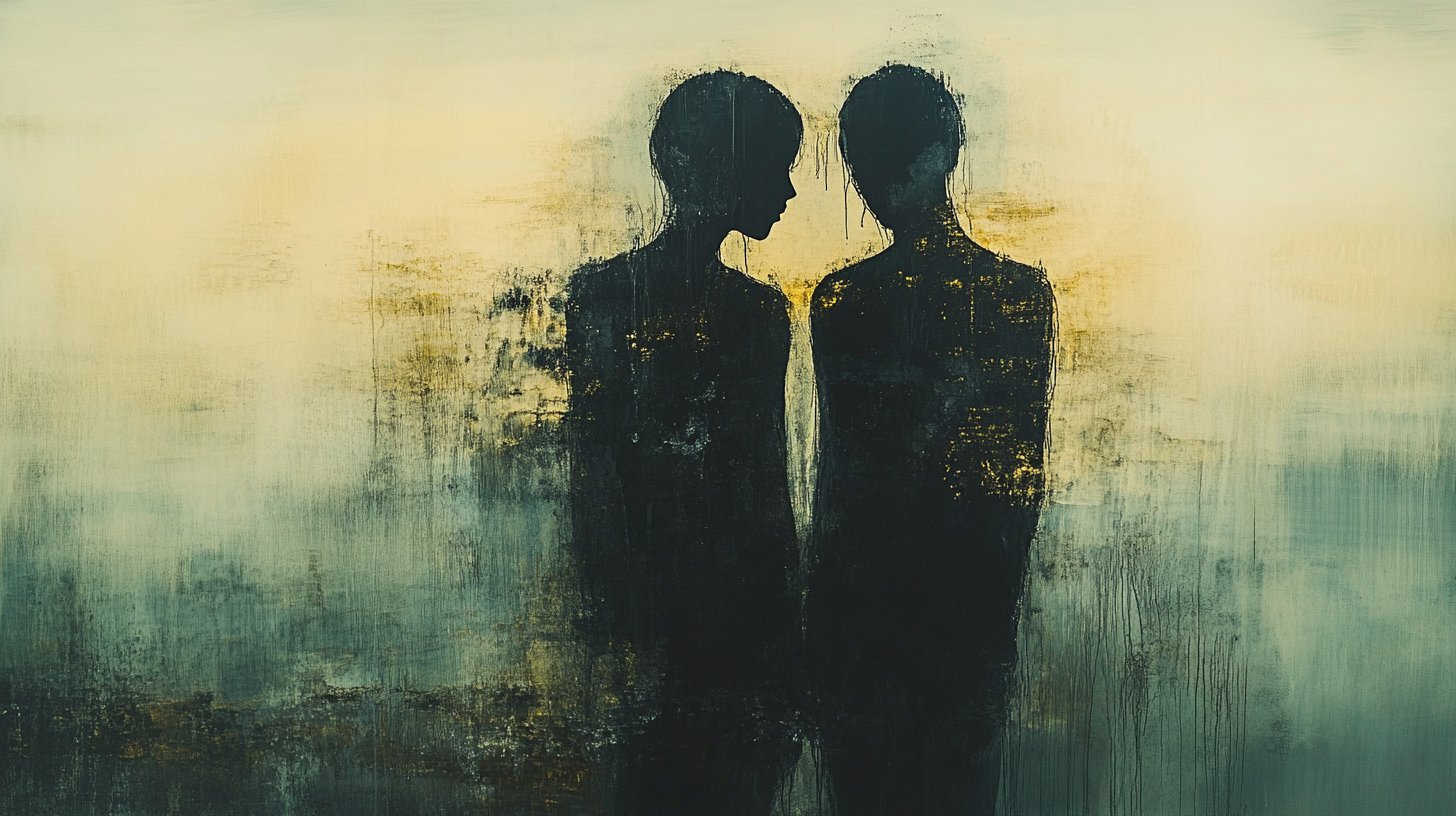 Entfernte Figuren im emotionalen Schatten.