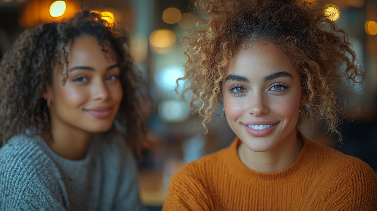 Zwei Freunde in einem gemütlichen Café im tiefen Gespräch.