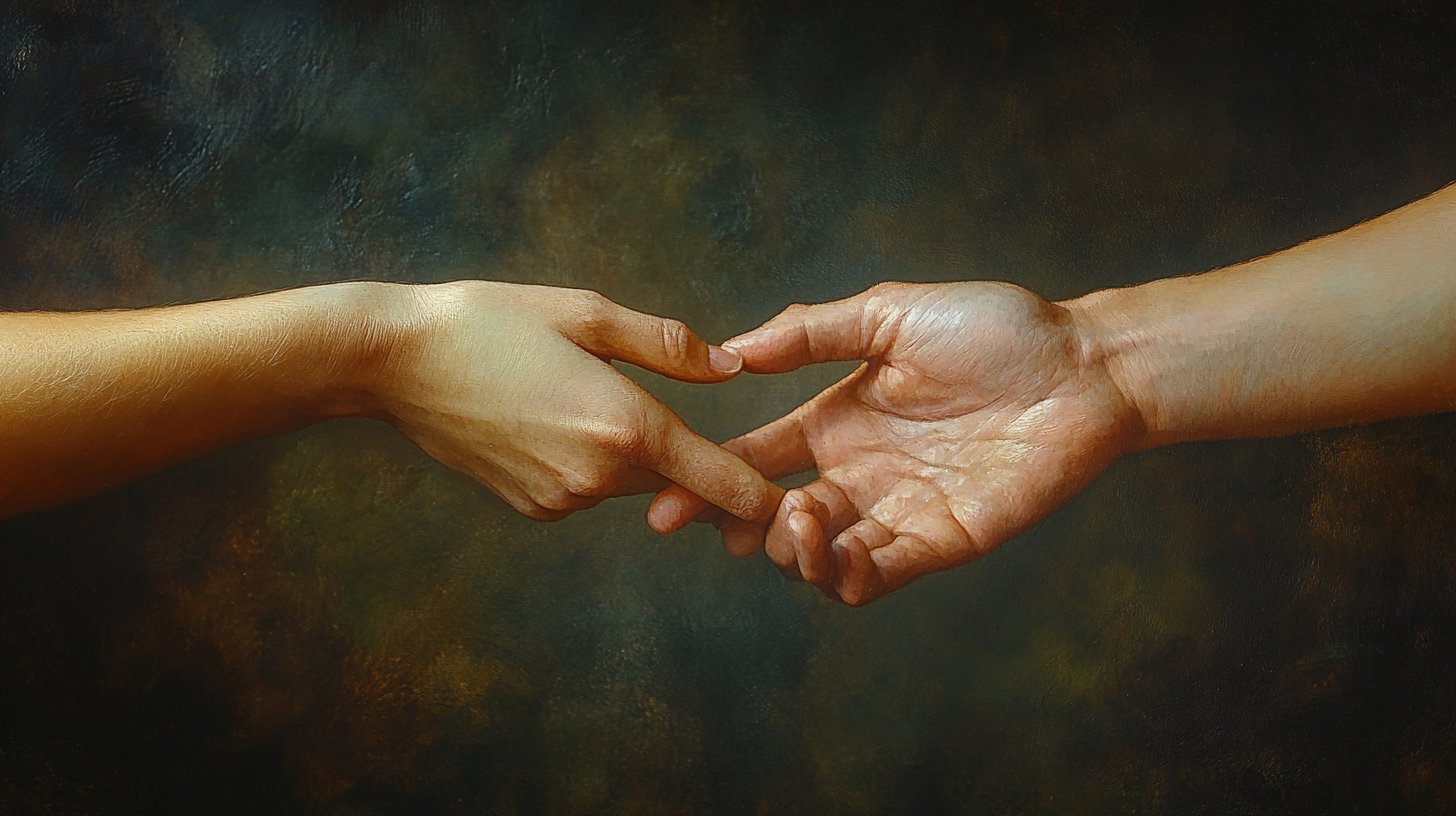 Zwei Hände, die sich voneinander wegziehen, symbolisieren das Misstrauen in Beziehungen.