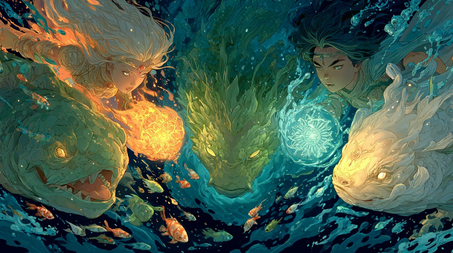 Los cuatro elementos como poderosos seres en interacción armoniosa.